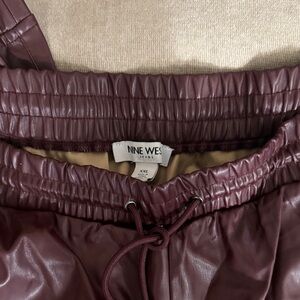 Nine West Maroon Faux Leather Trousers